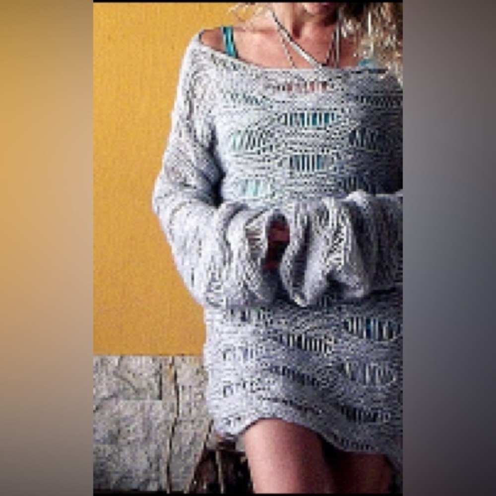 Gray Loose Knit Slouchy Sweater Hand Knit Sweater